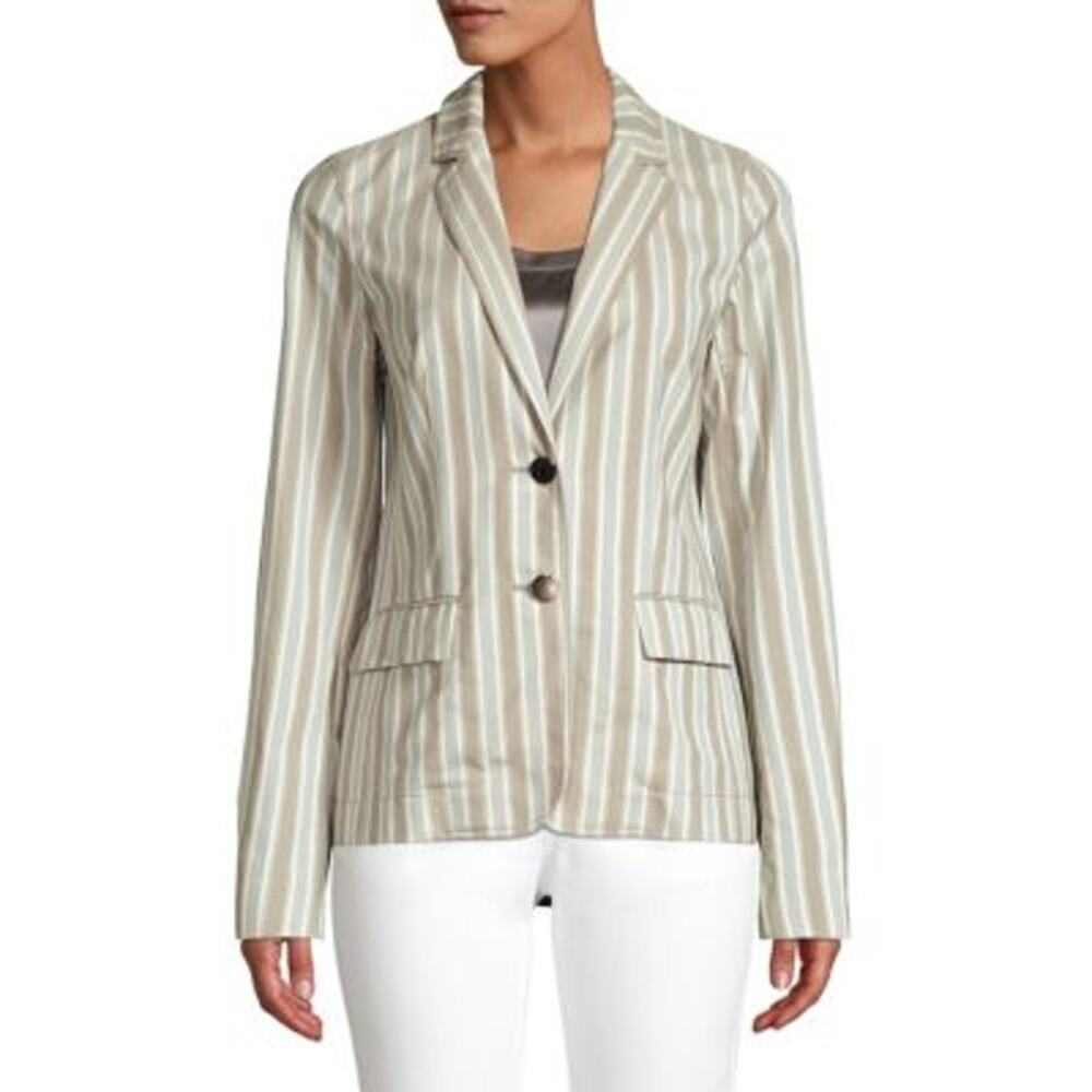 Lafayette 148‎ New York Vangie Elixir Stripes Cotton Blazer 4